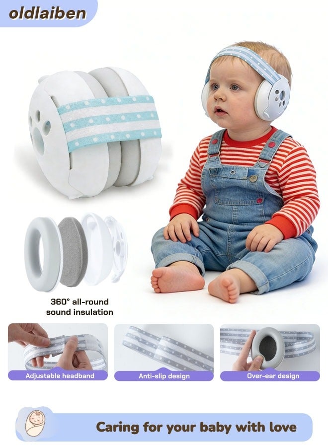 oldlaiben Baby Ear Protection,Baby Ear Muffs Noise Protection for Infant and Babies Up to 48 Months,Noise Reduction Earmuffs,Adjustable Ear Muffs for Ear Protection,Hearing Damage & Improves Sleep,Travel(Blue) - Image 1